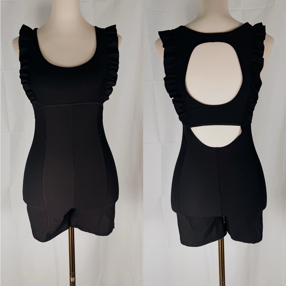 FP Movement by Free People Black Ruffle Jumpsuit